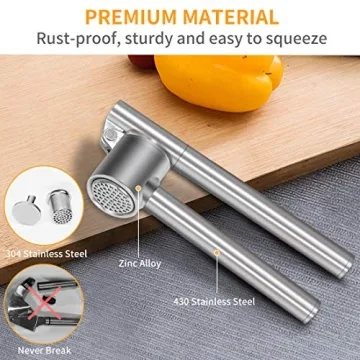Heavy-duty Stainless Steel Garlic Press & Peeler Set