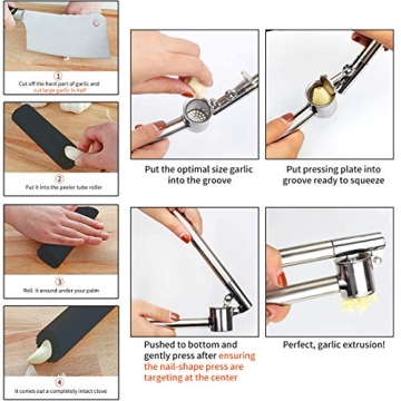 Heavy-duty Stainless Steel Garlic Press & Peeler Set