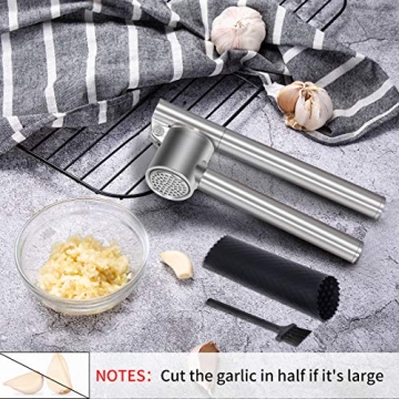Heavy-duty Stainless Steel Garlic Press & Peeler Set