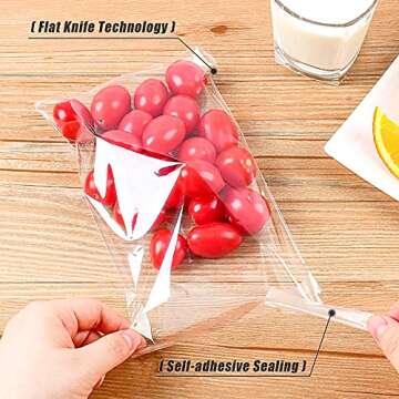 SUREHOME Cookie Bags Self Sealing Cellophane Bags with Seal, 5x6 Inch Clear Individual Treat Bags fo...
