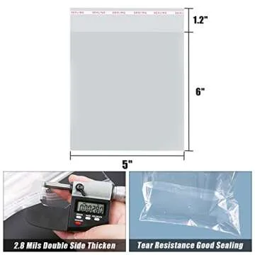 SUREHOME Cookie Bags Self Sealing Cellophane Bags with Seal, 5x6 Inch Clear Individual Treat Bags for Cookie Packaging Gift Giving 100 Pcs Plastic Self Adhesive Wrappers Resealable Favors Candy Bag