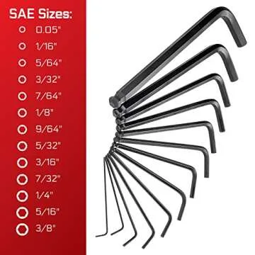 Carbyne 35-Piece Long Arm Ball End Hex (Allen) Key Wrench Set, Inch (Standard)/ Metric/Torx. Includes Metric Hex 1.27mm-10mm, SAE Hex 0.05"-3/8", Torx T10-T50. Heat Treated S2 Steel