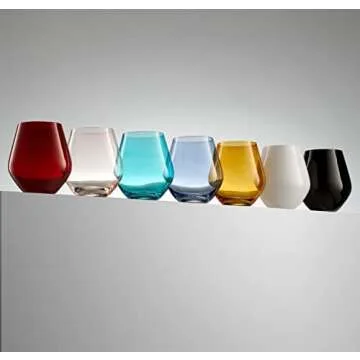 Godinger Wine Glasses, Stemless Wine Glasses, Red Wine Glasses, Drinking Glasses, Christmas Decor, Holiday Decor Stemless Wine Glass, Made in Europe - Red Glasses, 17oz, Set of 4