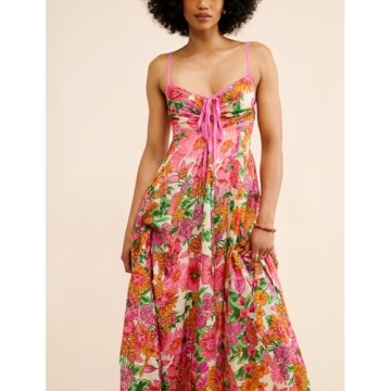 Stylish HOXIJIA Floral Print Maxi Dress for Summer