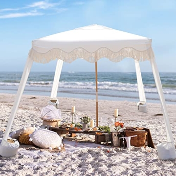 Elegant AMMSUN Beach Cabana with Fringe for Shade