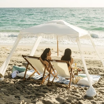 Elegant AMMSUN Beach Cabana with Fringe for Shade