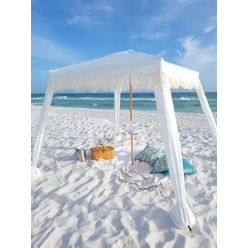 Elegant AMMSUN Beach Cabana with Fringe for Shade