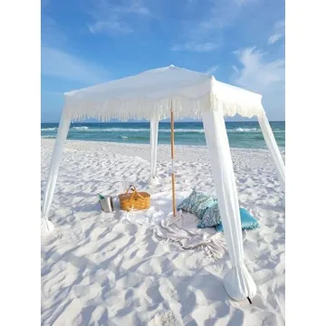 Elegant AMMSUN Beach Cabana with Fringe for Shade