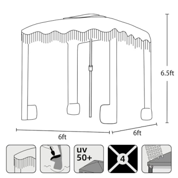 Elegant AMMSUN Beach Cabana with Fringe for Shade