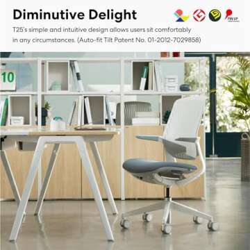 SIDIZ T25 Petite Ergonomic Office Chair : Home Office Desk Chair for Petite Women (4' 9" or Over), A...