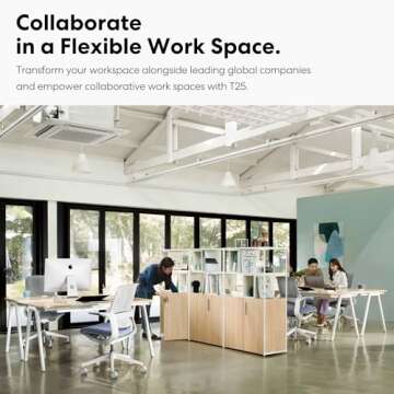 SIDIZ T25 Petite Ergonomic Office Chair : Home Office Desk Chair for Petite Women (4' 9" or Over), Adjustable Seat Height, Weight-Activated Auto Fit Tilt, Gaming Chair (White Mesh, Bright Blue Seat)