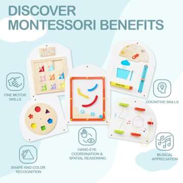 Monläurd® Cloud Montessori Busy Board, Sensory Board, Interactive Toys, Wooden Toys, Learning Toys, Wall Toys, Boys and Girls 6M+