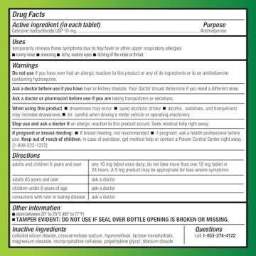 Amazon Basic Care All Day Allergy, Cetirizine Hydrochloride Tablets, 10 mg, Antihistamine, 90 Count (Packaging may vary)