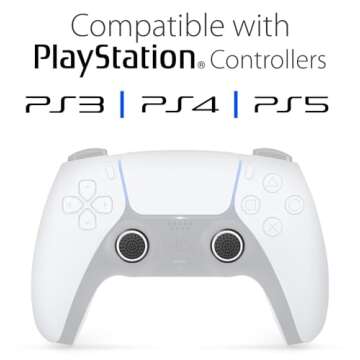 Fosmon Performance Thumb Grips Joystick Caps for PS5, PS4, Xbox One, Xbox Series X/S, Nintendo Switch Pro - Black/White (2 Pair - 4 Pieces)