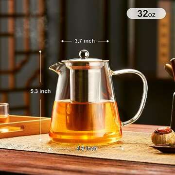 PARACITY 32 OZ Glass Teapot - Elegant Stovetop Kettle