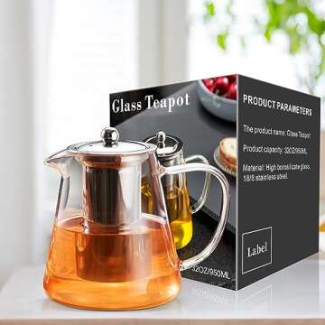 PARACITY 32 OZ Glass Teapot - Elegant Stovetop Kettle