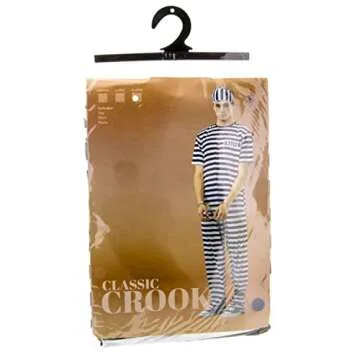 Prisoner Jumpsuit Halloween Costume - Unisex Inmate Jail Costume - Unisex for Adults - White and Black X-Large