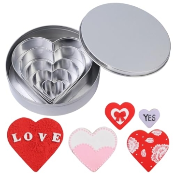 Heart Cookie Cutter Set - 5 Pcs Heart Shaped Cookie Cutters for Valentines Day Holiday Birthday Part...