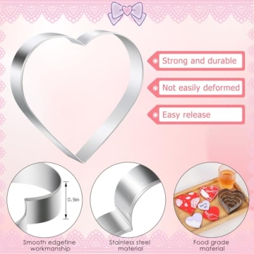 Heart Cookie Cutter Set - 5 Pcs Heart Shaped Cookie Cutters for Valentines Day Holiday Birthday Party - Stainless Steel (4.21" 3.43" 2.64" 1.97" 1.18")