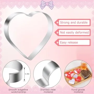 Heart Cookie Cutter Set - 5 Pcs Heart Shaped Cookie Cutters for Valentines Day Holiday Birthday Party - Stainless Steel (4.21" 3.43" 2.64" 1.97" 1.18")