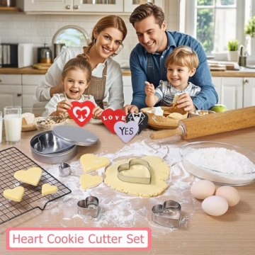 Heart Cookie Cutter Set - 5 Pcs Heart Shaped Cookie Cutters for Valentines Day Holiday Birthday Party - Stainless Steel (4.21" 3.43" 2.64" 1.97" 1.18")