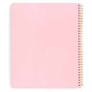 ban.do Rough Draft Large Spiral Notebook, 11" x 9" with Pockets and 160 College Rules Pages, I am very busy (pink/holographic)