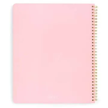 ban.do Rough Draft Large Spiral Notebook, 11" x 9" with Pockets and 160 College Rules Pages, I am very busy (pink/holographic)