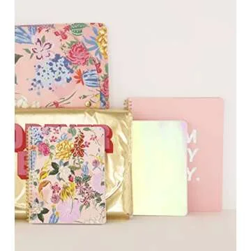 ban.do Rough Draft Large Spiral Notebook, 11" x 9" with Pockets and 160 College Rules Pages, I am very busy (pink/holographic)