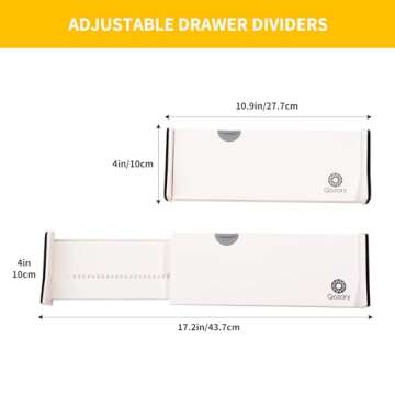 Qozary 8 Pack Adjustable Drawer Dividers Organizer Separators Expandable from 10.9-17.2", Plastic Dresser Organizer for Bedroom, Bathroom, Closet, Baby Drawer, Office Desk, Kitchen Storage