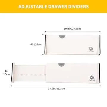 Qozary 8 Pack Adjustable Drawer Dividers Organizer Separators Expandable from 10.9-17.2", Plastic Dresser Organizer for Bedroom, Bathroom, Closet, Baby Drawer, Office Desk, Kitchen Storage