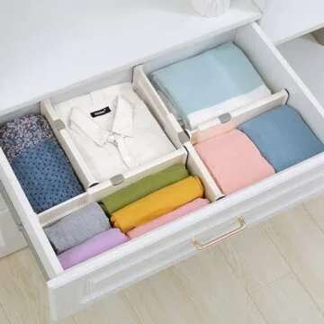 Qozary 8 Pack Adjustable Drawer Dividers Organizer Separators Expandable from 10.9-17.2", Plastic Dresser Organizer for Bedroom, Bathroom, Closet, Baby Drawer, Office Desk, Kitchen Storage