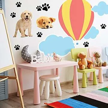 109 Pieces Dogs and Paws Wall Decals Realistic 3D Dog Stickers Dog Prints Decals Paws Vinyl Wall Stickers for Bedroom Living Room Bathroom Home Wall DIY Decor