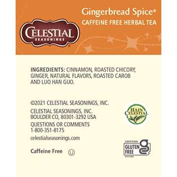 Celestial Seasonings Herbal Tea, Gingerbread Spice, 18 tea bags (Pack of 6)