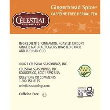 Celestial Seasonings Gingerbread Spice Herbal Tea Pack of 6