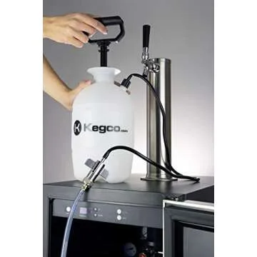 Kegco Deluxe Hand Pump Pressurized Keg Beer Cleaning Kit with 32 Ounce National Chemicals Beer Line Cleaner,Black (Packaging of cleaning solution May Vary),White