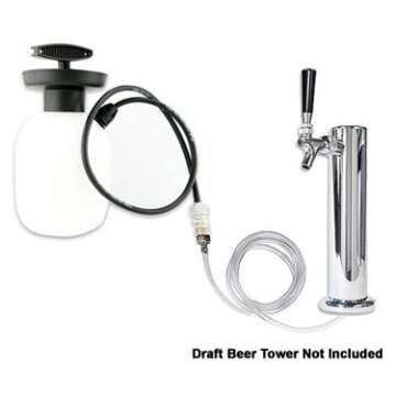 Kegco Deluxe Hand Pump Pressurized Keg Beer Cleaning Kit with 32 Ounce National Chemicals Beer Line Cleaner,Black (Packaging of cleaning solution May Vary),White