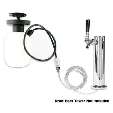 Kegco Deluxe Hand Pump Pressurized Keg Beer Cleaning Kit with 32 Ounce National Chemicals Beer Line Cleaner,Black (Packaging of cleaning solution May Vary),White