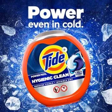 Tide Power PODs Hygienic Clean Heavy Duty Liquid Laundry Detergent Pacs, Free and Clear of Dyes and Perfumes, For Visible and Invisible Dirt, 45 Count, HE Compatible