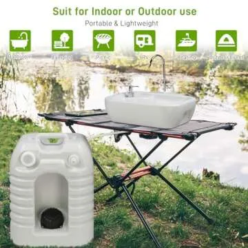 VINGLI 45L Upgraded Portable Sink| Rolling Hand Wash Basin Stand with Towel Holder & Soap Dispenser & Wheels, Perfect for Garden/Camping/Outdoor Events/Gatherings/Worksite/RV/Indoor