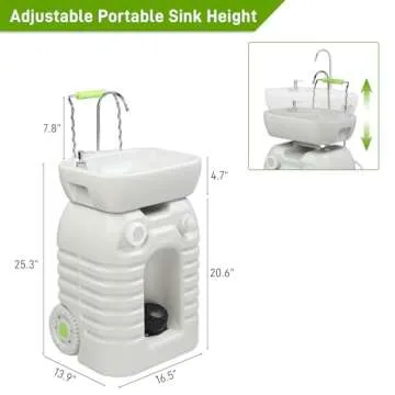 VINGLI 45L Upgraded Portable Sink| Rolling Hand Wash Basin Stand with Towel Holder & Soap Dispenser & Wheels, Perfect for Garden/Camping/Outdoor Events/Gatherings/Worksite/RV/Indoor