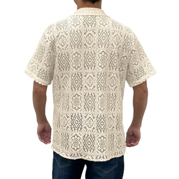 Men's Lace Sheer Button Down Shirt for Stylish Summer Wear