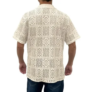 Men's Lace Sheer Button Down Shirt for Stylish Summer Wear