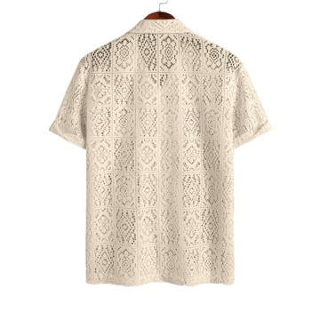 Men's Lace Sheer Button Down Shirt for Stylish Summer Wear
