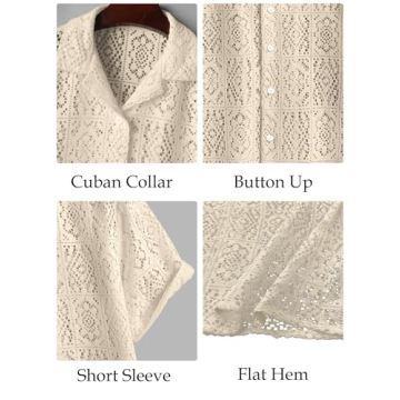 Men's Lace Sheer Button Down Shirt for Stylish Summer Wear