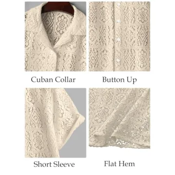 Men's Lace Sheer Button Down Shirt for Stylish Summer Wear
