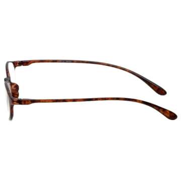 Calabria 719 Flexie 2 Pack Flexible Reading Glasses +3.50 Ebony Black/Tortoise Men Women Trendy Bendable Readers TR 90 Frame