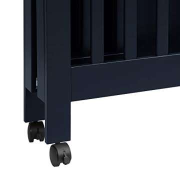 Babyletto Origami Mini Portable Folding Crib with Wheels in Navy, 2 Adjustable Mattress Positions, Greenguard Gold Certified