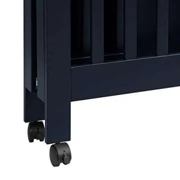 Babyletto Origami Mini Portable Folding Crib with Wheels in Navy, 2 Adjustable Mattress Positions, Greenguard Gold Certified