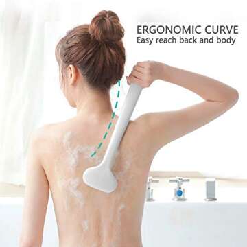 Upgraded Bath Body Brush with Comfy Bristles Long Handle Gentle Exfoliation Improve Skin's Health an...
