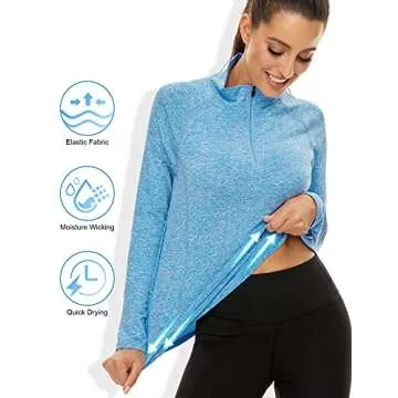 LURANEE Womens UPF 50+ Long Sleeve 1/4 Zip Pullover Athletic Hiking Running Workout Tops